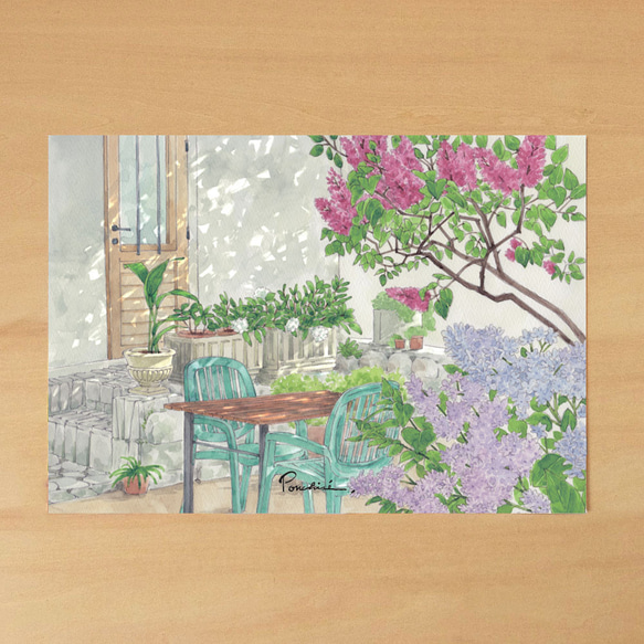 イラストポスター　リラの咲く庭 3枚目の画像