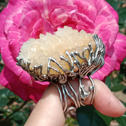 霰石原礦手工銀戒純銀戒指~「關係」~ Aragonite Mineral Silver Ring 第14張的照片