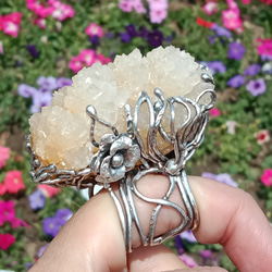 霰石原礦手工銀戒純銀戒指~「關係」~ Aragonite Mineral Silver Ring 第8張的照片