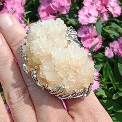 霰石原礦手工銀戒純銀戒指~「關係」~ Aragonite Mineral Silver Ring 第19張的照片