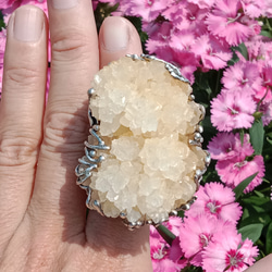 霰石原礦手工銀戒純銀戒指~「關係」~ Aragonite Mineral Silver Ring 第1張的照片