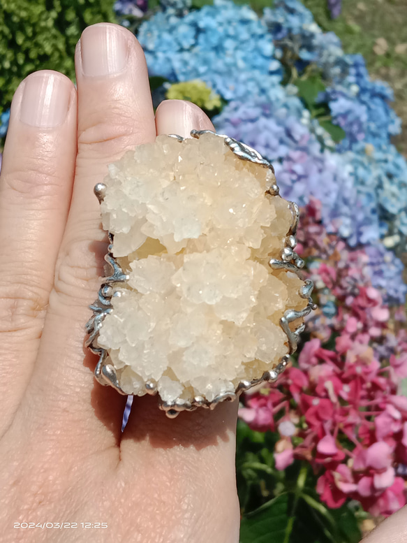 霰石原礦手工銀戒純銀戒指~「關係」~ Aragonite Mineral Silver Ring 第20張的照片