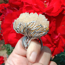 霰石原礦手工銀戒純銀戒指~「關係」~ Aragonite Mineral Silver Ring 第12張的照片