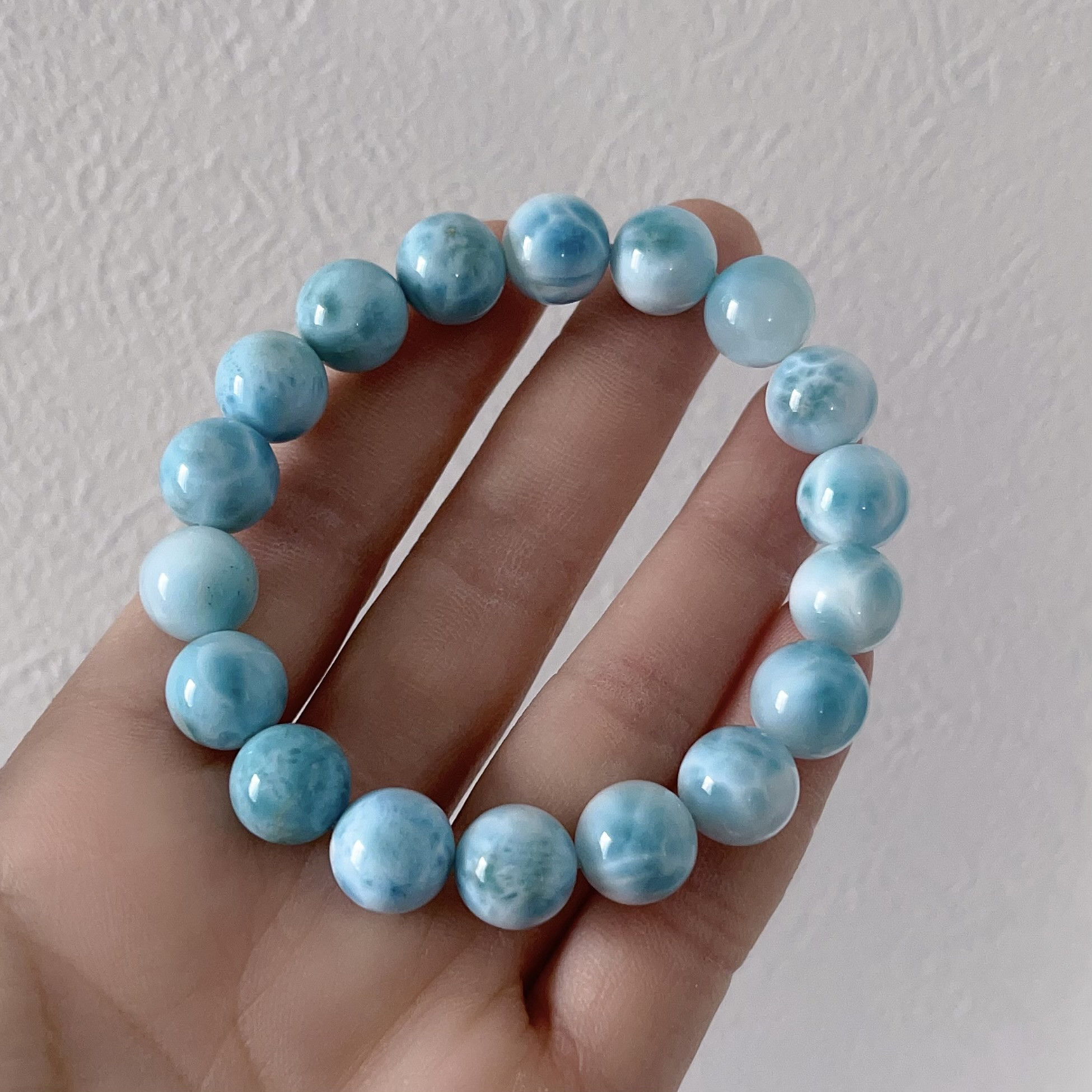 天然無処理ラリマー ブレスレット11mm-36.2g