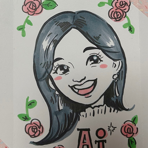 似顔絵 ハガキサイズ 単色カラー イラスト natsumike 通販 17471169