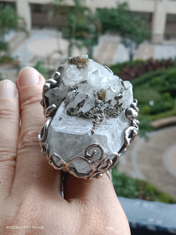 白水晶原礦手工銀戒純銀戒指~「漫步金沙」~ Clear Quartz Silver Ring 第15張的照片