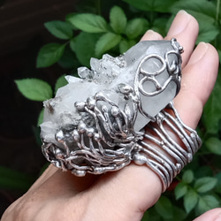 白水晶原礦手工銀戒純銀戒指~「漫步金沙」~ Clear Quartz Silver Ring 第2張的照片