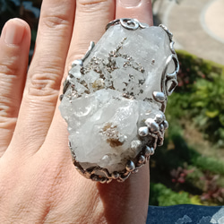 白水晶原礦手工銀戒純銀戒指~「漫步金沙」~ Clear Quartz Silver Ring 第18張的照片