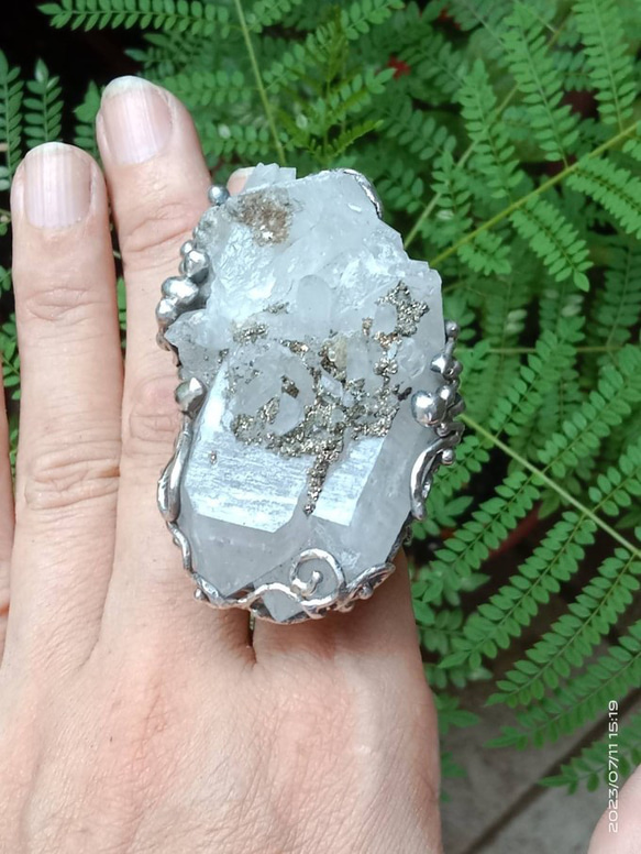 白水晶原礦手工銀戒純銀戒指~「漫步金沙」~ Clear Quartz Silver Ring 第20張的照片