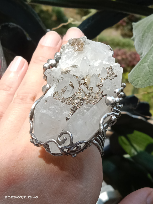 白水晶原礦手工銀戒純銀戒指~「漫步金沙」~ Clear Quartz Silver Ring 第10張的照片