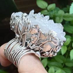 白水晶原礦手工銀戒純銀戒指~「漫步金沙」~ Clear Quartz Silver Ring 第4張的照片