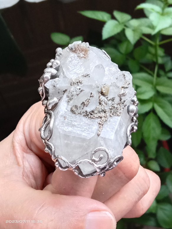 白水晶原礦手工銀戒純銀戒指~「漫步金沙」~ Clear Quartz Silver Ring 第7張的照片