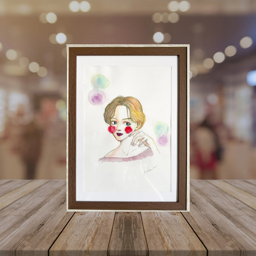 オリジナル手描きイラスト #04 鉛筆画 原画 おしゃれな女性 プレゼント  