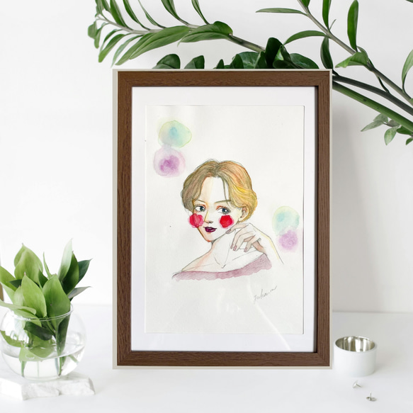 オリジナル手描きイラスト #04 鉛筆画 原画 おしゃれな女性 プレゼント  