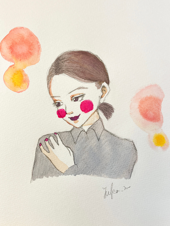 『置いていくもの』（手描きイラスト・オリジナル・絵画・水彩画・人物画・原画） オリジナル水彩画 『灯』手描き イラスト 原画 32.5x23.5cm