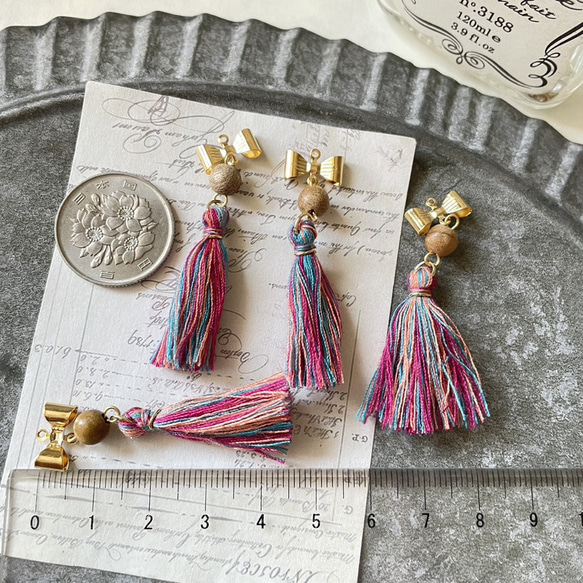 4pcs★charm・ribbon+tassel（リボンタッセルチャーム） 3枚目の画像