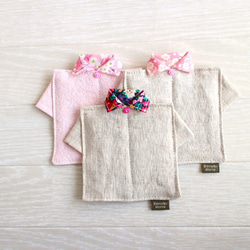 リネンのシャツコースター・ピンク組C(リバティ・ミッツィ、ソープ、ミリー） 3枚目の画像