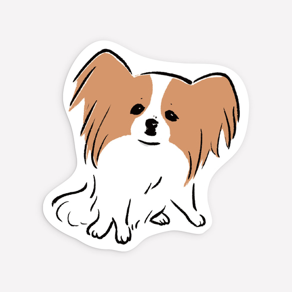 ステッカー　パピヨン（ミニステッカー）犬 1枚目の画像
