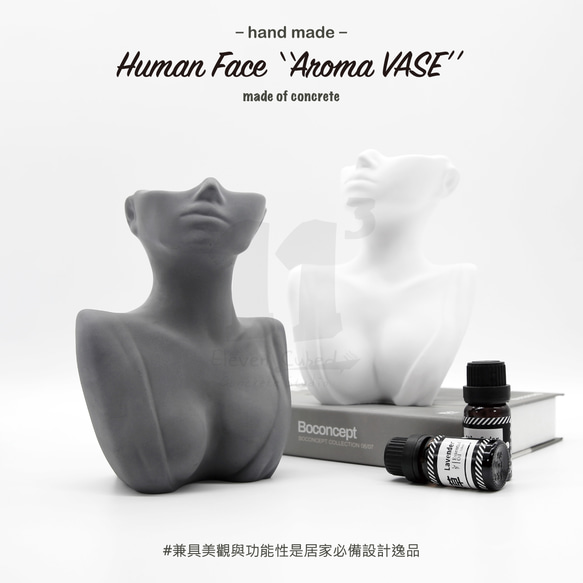 11³ Human Face Aroma VASE I 花瓶ディフューザーストーン I 10ml エッセンシャルオイル付属 I 3枚目の画像