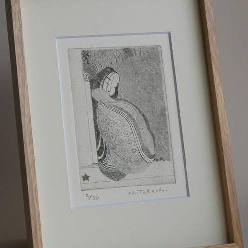 源氏物語絵巻・鈴虫一より/銅版画(額あり） 版画 Atelie Gray 通販
