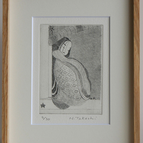 源氏物語絵巻・鈴虫一より/銅版画(額あり） 版画 Atelie Gray 通販