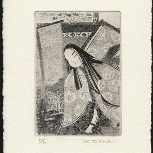 源氏物語絵巻・東屋一より-2/銅版画(額あり） 版画 Atelie Gray