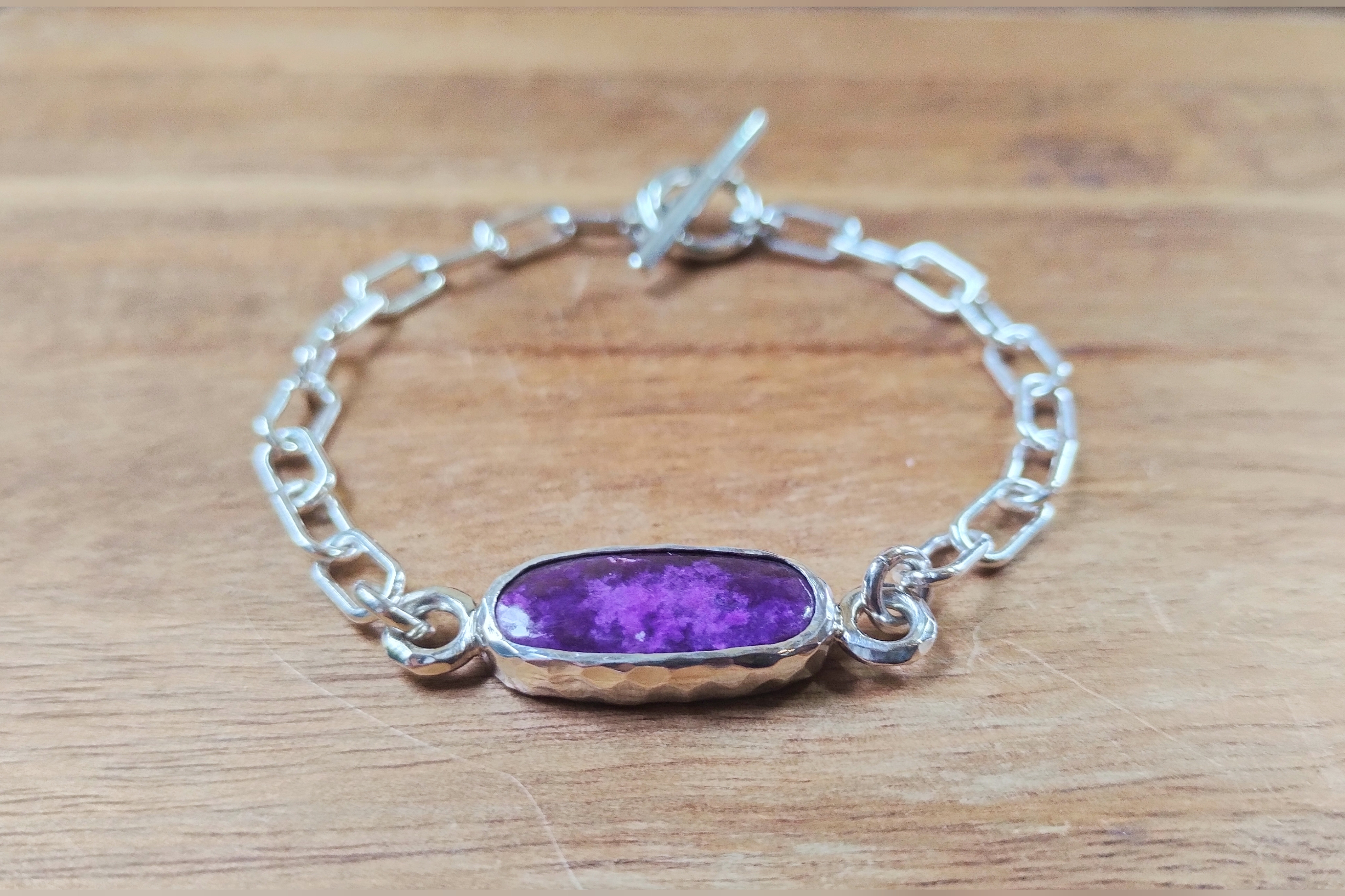 スギライト×銀のチェーンブレスレット/純銀＋シルバー950チェーン