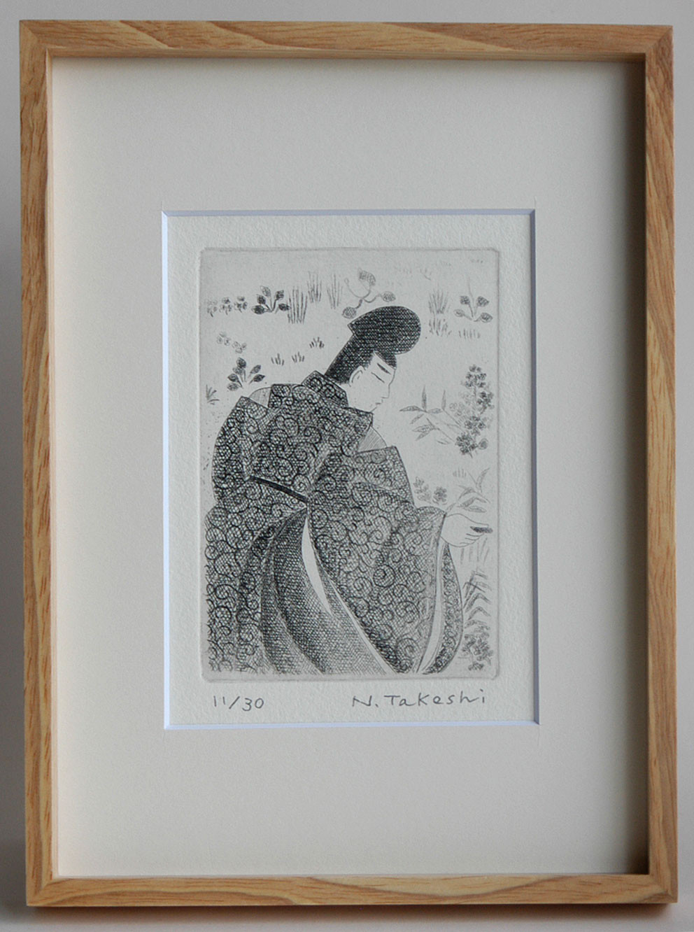 源氏物語絵巻・蓬生（よもぎ）より/銅版画(額あり） 版画 Atelie