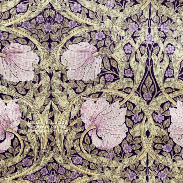 おしゃれな ウィリアムモリス ピンパーネル 淡い ピンク パープル 紫 花柄 ボリューム シュシュ ヘアゴム 3枚目の画像