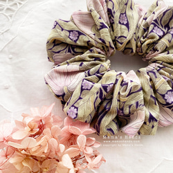 時尚 William Morris Pimpernel 淡粉紅色紫色花卉圖案捲髮帶 第2張的照片