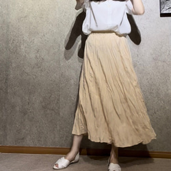 2024春夏２色プリーツクリンクルフレア デザイン マキシ ロング スカート マキシ　 5枚目の画像