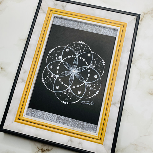 原画】願いが叶う⭐︎シードオブライフ⭐︎神聖幾何学⭐︎アート 絵画