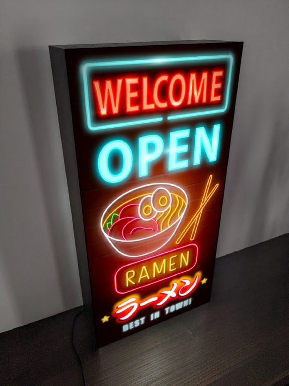 【インバウンド対応】ラーメン らーめん 中華 和食 営業中 店舗 キッチンカー ランプ 看板 置物 雑貨 ライトBOX 3枚目の画像