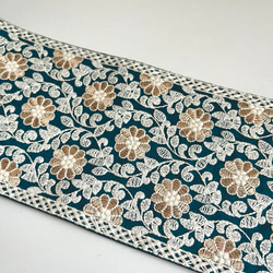 【在庫SALE♡46cm】インド刺繍リボン　ボトルグリーン　シルク　FS488 2枚目の画像