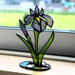 ステンドグラスサンキャッチャー・菖蒲(受注制作) サンキャッチャー