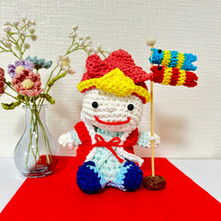 【再販】健康 幸福 成長を願う五月人形 かわいい五月飾り こいのぼり 端午の節句 こどもの日 敷物用赤フェルト付き 1枚目の画像