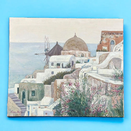 静けさに包まれて(油絵10号、原画一点物、ギリシャ