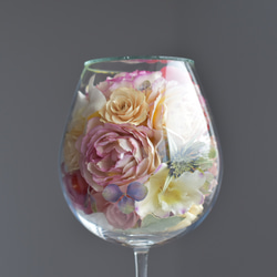 「Luminus」ルミナス　ワイングラスの薔薇のドライフラワー　ガラスドーム 8枚目の画像