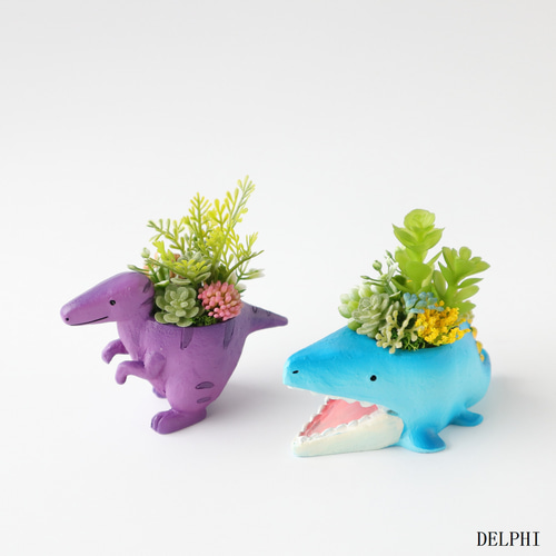 ラプトル＆モササウルスの多肉ミニアレンジセット【アーティフィシャル