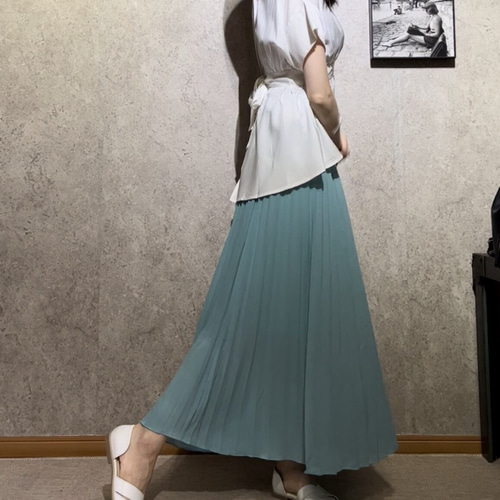 4色即発送✿︎4色美ラインプリーツスカート ロング丈 フレア