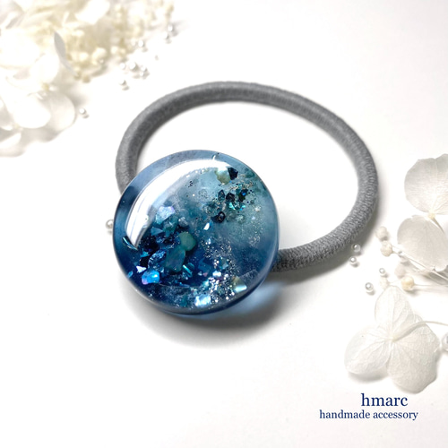 カエルの王様ブルー系ラウンドレジンヘアゴム カエルの王様ブルー系ラウンドレジンヘアゴム