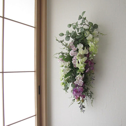 藤と撫子入り壁飾り　造花　アーティフィシャルフラワー　ｃｍｗｈ103 5枚目の画像