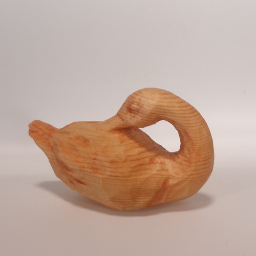 木彫刻 アート 『 鴨 』 鳥 オブジェ オリジナル 芸術 ハンドメイド 松
