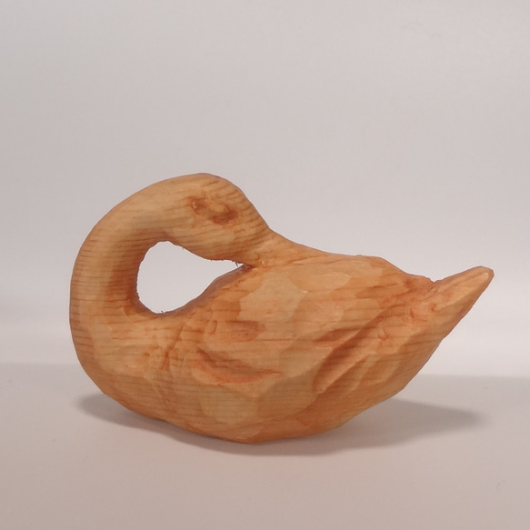 木彫刻 アート 『 鴨 』 鳥 オブジェ オリジナル 芸術 ハンドメイド 松