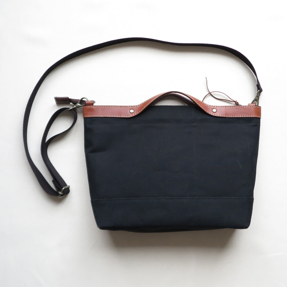 Paraffin canvas  2WAY (tote & Shoulder) bag 「advantage」BLACK 4枚目の画像