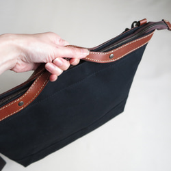 Paraffin canvas  2WAY (tote & Shoulder) bag 「advantage」BLACK 9枚目の画像