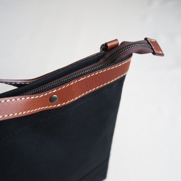 Paraffin canvas  2WAY (tote & Shoulder) bag 「advantage」BLACK 6枚目の画像