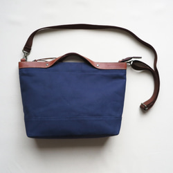 Paraffin canvas  2WAY (tote & Shoulder) bag 「advantage」NAVY 3枚目の画像