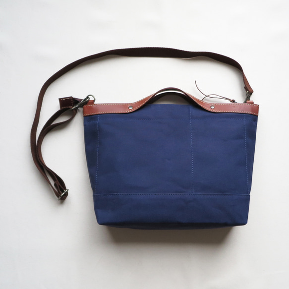 Paraffin canvas  2WAY (tote & Shoulder) bag 「advantage」NAVY 4枚目の画像