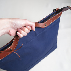 Paraffin canvas  2WAY (tote & Shoulder) bag 「advantage」NAVY 9枚目の画像